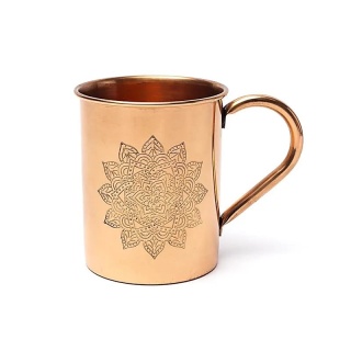 Copper mug Mandala etched 450ml miedziany kubek