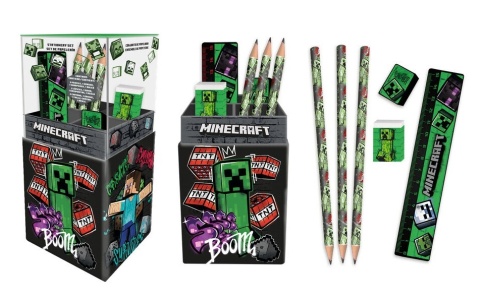 KID97266 Przybornik na biurko Minecraft + 3 ołówki linijka gumka temperówka zestaw
