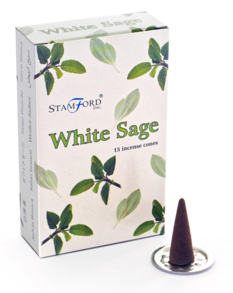 Kadzidełka stożkowe Biała szałwia - Stamford White Sage 15 szt.