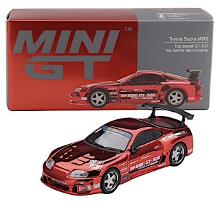 Mini GT 01132 Toyota Supra (A80) Top Secret GT300 2014 Red Chrome 1:64