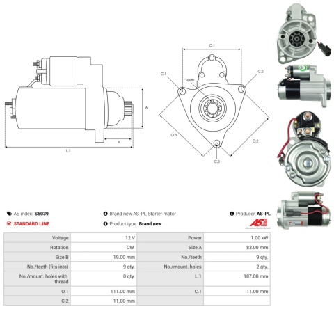 S5039 Nowy rozrusznik do MITSUBISHI FG NISSAN AL CL PL silnik K21 i K25