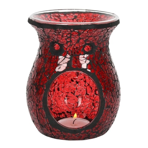 Small Red Crackle Glass Oil Burner - podgrzewacz do olejków