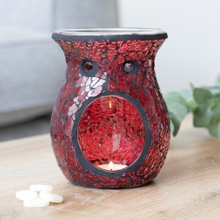 Small Red Crackle Glass Oil Burner - podgrzewacz do olejków