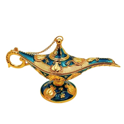 Dekoracyjna Lampa Alladyna Metalowa Granatowo-Złota 12cm - orientalna magia