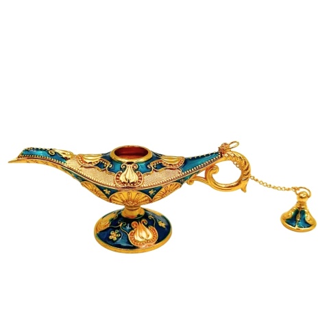 Dekoracyjna Lampa Alladyna Metalowa Granatowo-Złota 12cm - orientalna magia