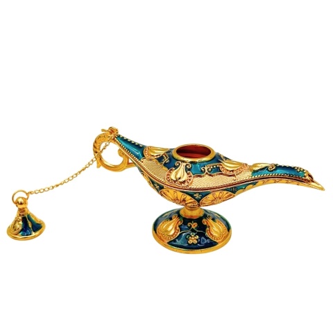 Dekoracyjna Lampa Alladyna Metalowa Granatowo-Złota 12cm - orientalna magia