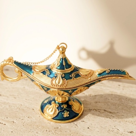 Dekoracyjna Lampa Alladyna Metalowa Granatowo-Złota 12cm - orientalna magia