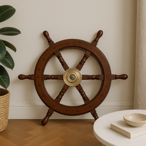 Drewniane koło sterowe - 45 cm prezent dla żeglarza