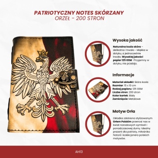 Notes Skórzany Pamiętnik Polski Orzeł Patriotyczny - 200 stron