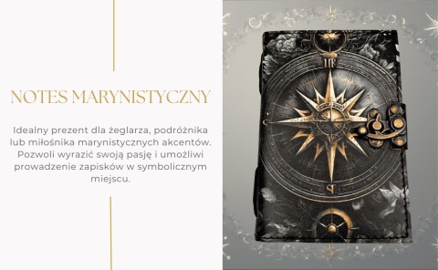 Notes Skórzany Pamiętnik Retro Róża Wiatrów 200 stron dla podróżnika