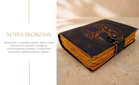 Notes Skórzany Vintage Retro 200 stron - Skóra Kozia - Drzewo Życia prezent