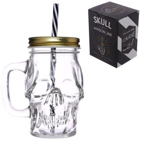 Szklanka Słoik z rurką Czaszka czacha Skull 400ml