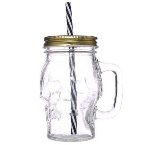 Szklanka Słoik z rurką Czaszka czacha Skull 400ml
